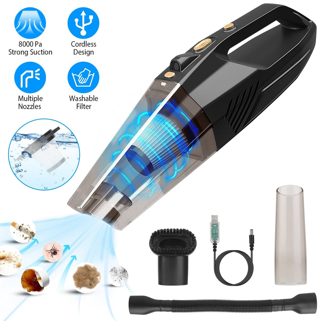 Handheld Cordless Car Vacuum Cleaner 120W 8000PA DC 12V Car Auto Home Duster Wet Dry Powerful Suction with Accessory Kit