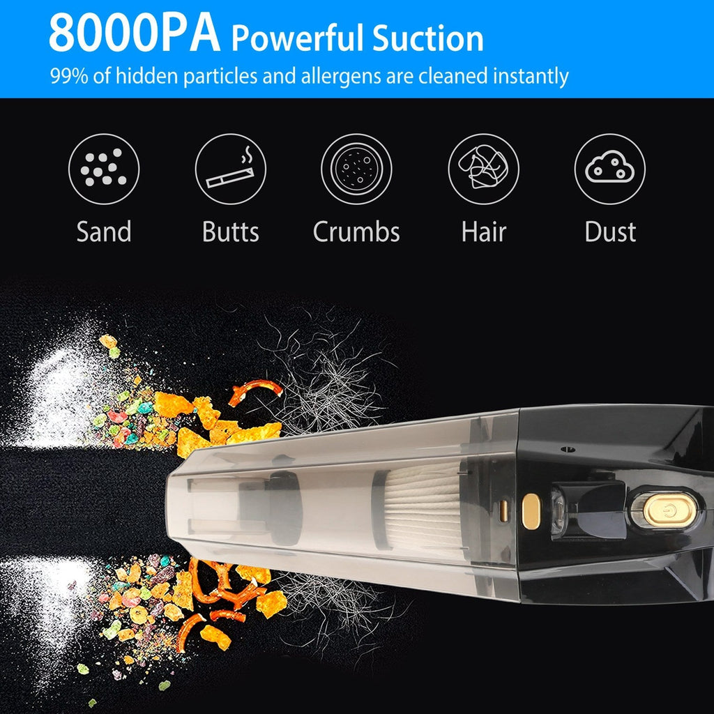 Handheld Cordless Car Vacuum Cleaner 120W 8000PA DC 12V Car Auto Home Duster Wet Dry Powerful Suction with Accessory Kit