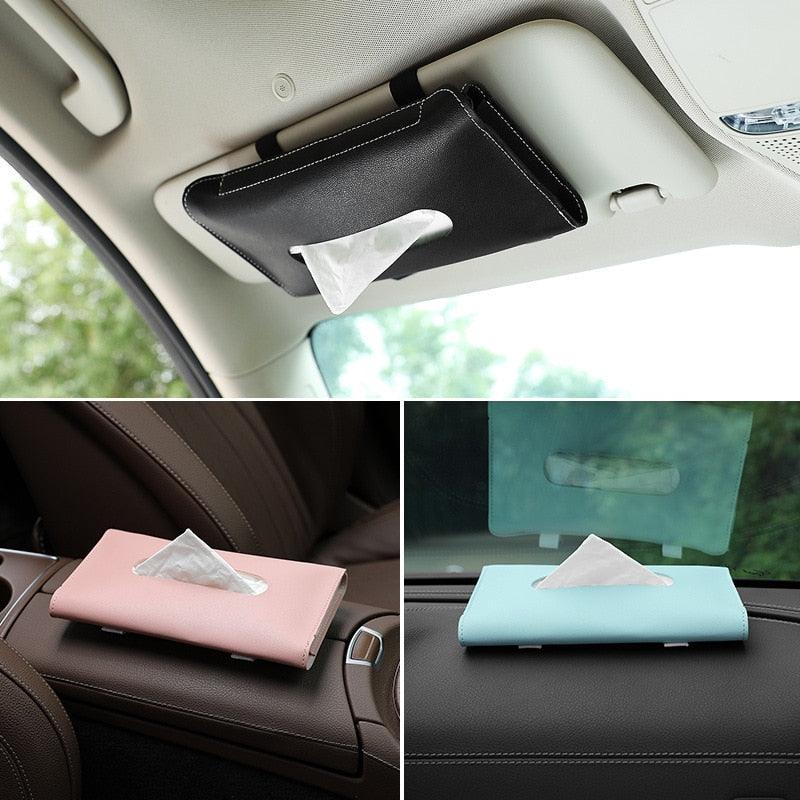 1 Pcs Car Tissue Box Towel Sets Car Sun Visor Tissue Box & Napkin Holder Car Accessories