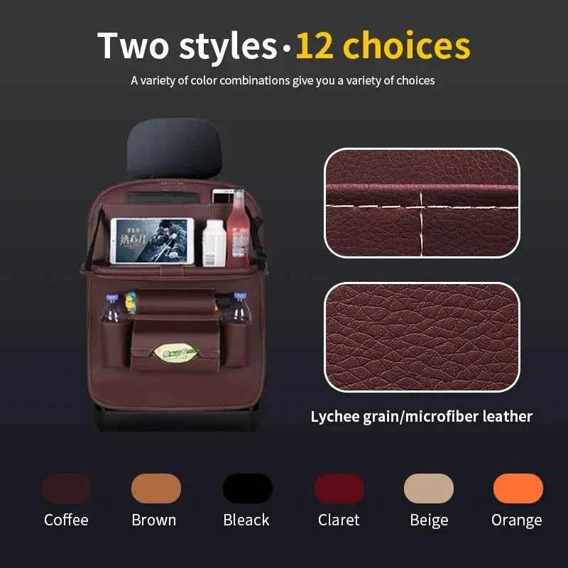 Car Back Seat Organizer Storage Bag with Foldable Table Accessory