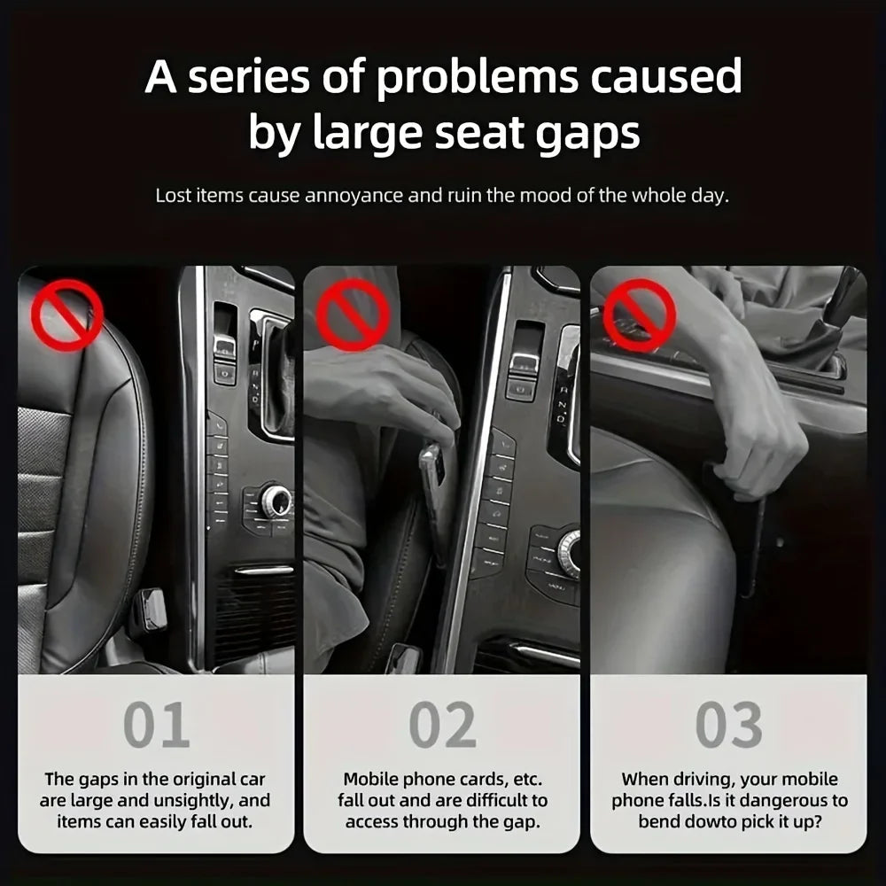 2pc Car Seat Waterproof Gap Filler Organizer/Storage Auto Interior Accessory