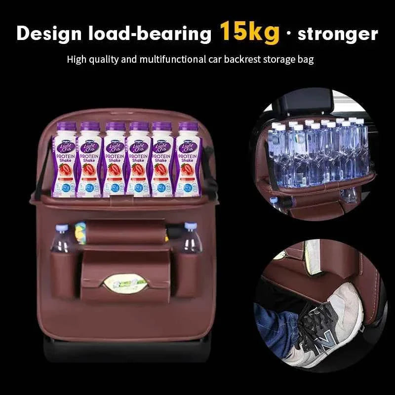 Car Back Seat Organizer Storage Bag with Foldable Table Accessory