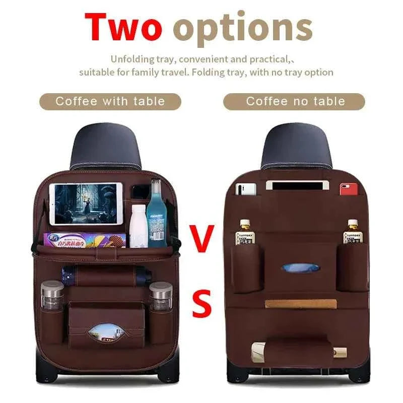 Car Back Seat Organizer Storage Bag with Foldable Table Accessory